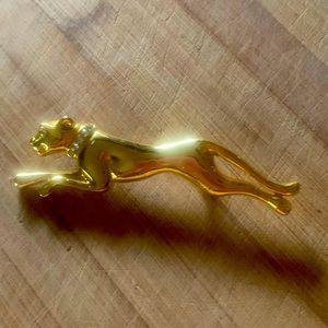 Rhinestone Collar Brass Panther Brooch/Pin